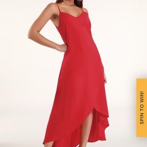 Red High-Low Maxi Dress